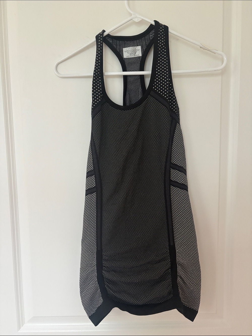 Athleta Black and White Perforated Racerback Sports Bra